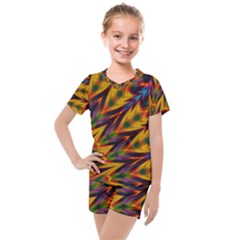 Background Abstract Texture Chevron Kids  Mesh Tee And Shorts Set