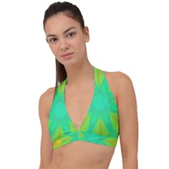 Kaleidoscope Background Green Halter Plunge Bikini Top by Mariart