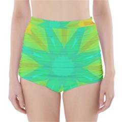 Kaleidoscope Background Green High-waisted Bikini Bottoms by Mariart