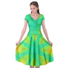 Kaleidoscope Background Green Cap Sleeve Wrap Front Dress by Mariart