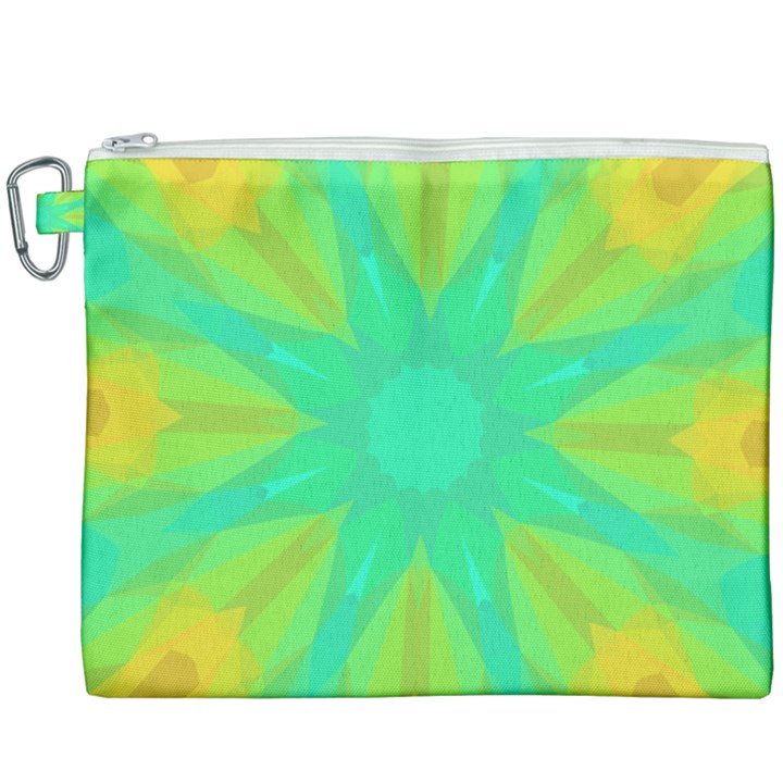 Kaleidoscope Background Green Canvas Cosmetic Bag (XXXL)