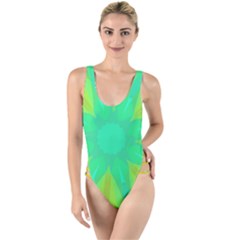 Kaleidoscope Background Green High Leg Strappy Swimsuit