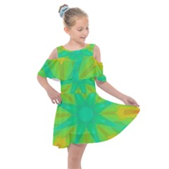 Kaleidoscope Background Green Kids  Shoulder Cutout Chiffon Dress by Mariart