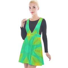 Kaleidoscope Background Green Plunge Pinafore Velour Dress