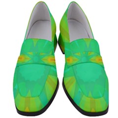 Kaleidoscope Background Green Women s Chunky Heel Loafers