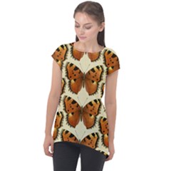 Butterflies Insects Cap Sleeve High Low Top