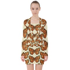 Butterflies Insects V-neck Bodycon Long Sleeve Dress by Mariart