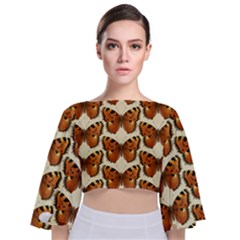 Butterflies Insects Tie Back Butterfly Sleeve Chiffon Top by Mariart