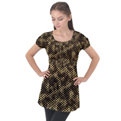 Honeycomb Beehive Nature Puff Sleeve Tunic Top