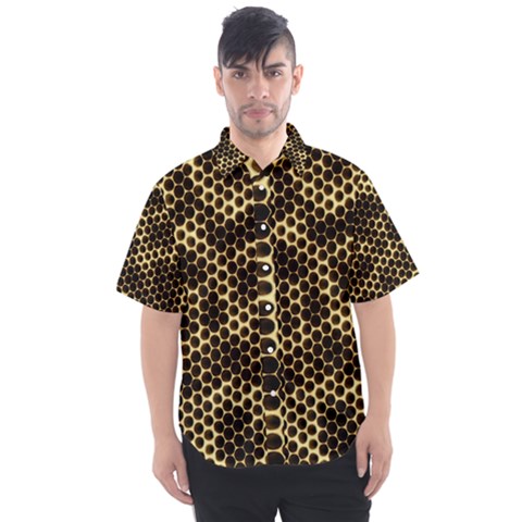 Honeycomb Beehive Nature Men s Short Sleeve Shirt by Mariart