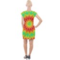 Kaleidoscope Background Mandala Red green Cap Sleeve Bodycon Dress View2