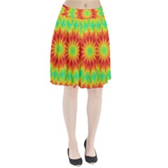 Kaleidoscope Background Mandala Red Green Pleated Skirt by Mariart