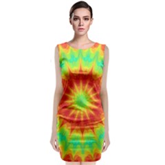 Kaleidoscope Background Mandala Red Green Sleeveless Velvet Midi Dress by Mariart