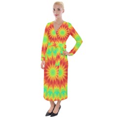 Kaleidoscope Background Mandala Red Green Velvet Maxi Wrap Dress by Mariart