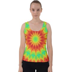 Kaleidoscope Background Mandala Red Green Velvet Tank Top