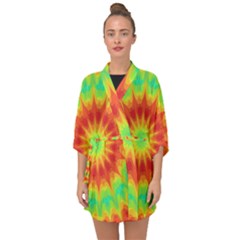 Kaleidoscope Background Mandala Red Green Half Sleeve Chiffon Kimono