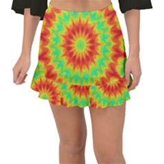 Kaleidoscope Background Mandala Red Green Fishtail Mini Chiffon Skirt by Mariart