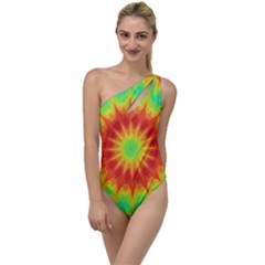 Kaleidoscope Background Mandala Red Green To One Side Swimsuit by Mariart