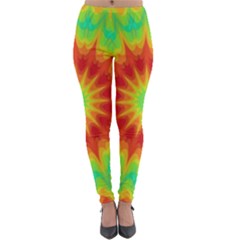 Kaleidoscope Background Mandala Red Green Lightweight Velour Leggings