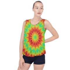 Kaleidoscope Background Mandala Red Green Bubble Hem Chiffon Tank Top by Mariart