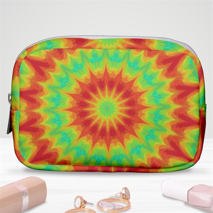 Kaleidoscope Background Mandala Red green Make Up Pouch (Small)