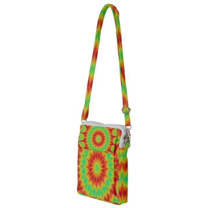 Kaleidoscope Background Mandala Red green Multi Function Travel Bag