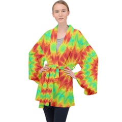 Kaleidoscope Background Mandala Red Green Velvet Kimono Robe by Mariart