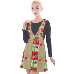 Background Western Cowboy Plunge Pinafore Velour Dress