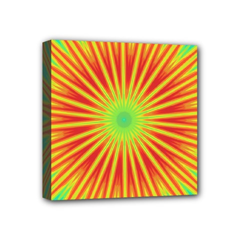 Kaleidoscope Background Mandala Red,green Sun Mini Canvas 4  X 4  (stretched) by Mariart