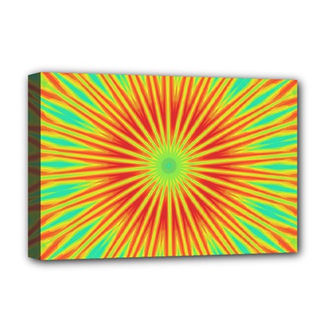 Kaleidoscope Background Mandala Red,green Sun Deluxe Canvas 18  X 12  (stretched) by Mariart