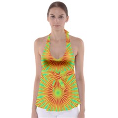 Kaleidoscope Background Mandala Red,green Sun Babydoll Tankini Top by Mariart