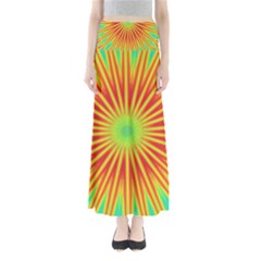 Kaleidoscope Background Mandala Red,green Sun Full Length Maxi Skirt by Mariart