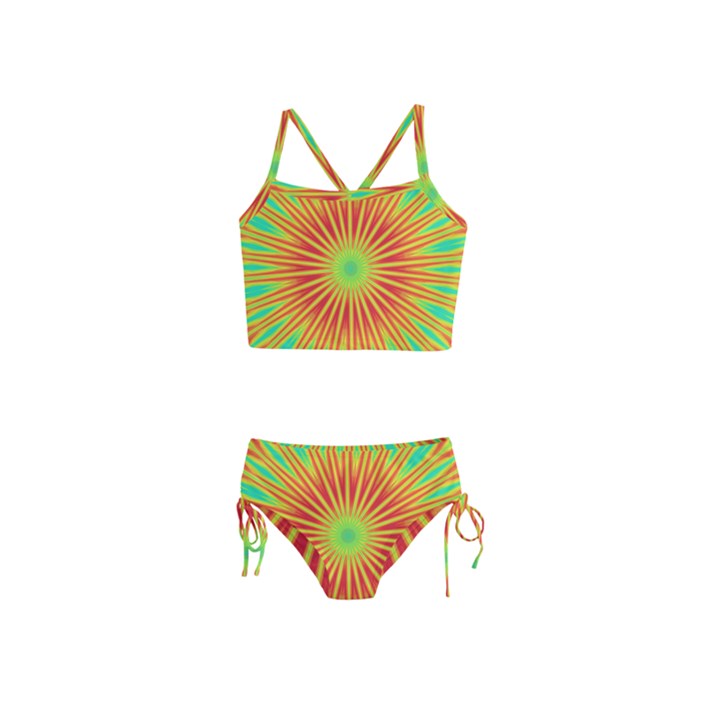 Kaleidoscope Background Mandala Red,green Sun Girls  Tankini Swimsuit