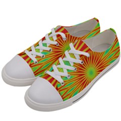 Kaleidoscope Background Mandala Red,green Sun Women s Low Top Canvas Sneakers by Mariart