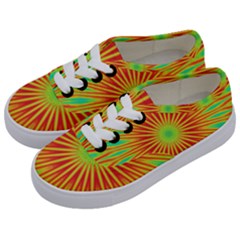 Kaleidoscope Background Mandala Red,green Sun Kids  Classic Low Top Sneakers