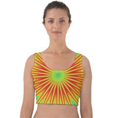 Kaleidoscope Background Mandala Red,green Sun Velvet Crop Top