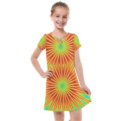 Kaleidoscope Background Mandala Red,green Sun Kids  Cross Web Dress