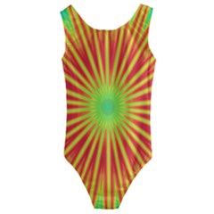 Kaleidoscope Background Mandala Red,green Sun Kids  Cut-out Back One Piece Swimsuit