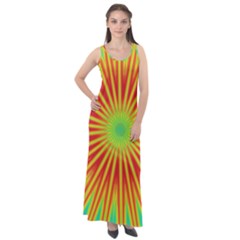 Kaleidoscope Background Mandala Red,green Sun Sleeveless Velour Maxi Dress