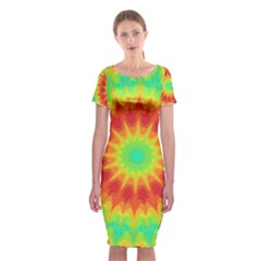 Kaleidoscope Background Red Yellow Classic Short Sleeve Midi Dress by Mariart