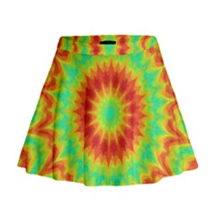 Kaleidoscope Background Red Yellow Mini Flare Skirt by Mariart