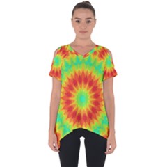 Kaleidoscope Background Red Yellow Cut Out Side Drop Tee by Mariart