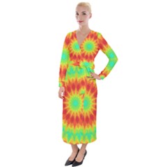 Kaleidoscope Background Red Yellow Velvet Maxi Wrap Dress