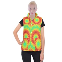 Kaleidoscope Background Red Yellow Women s Button Up Vest by Mariart