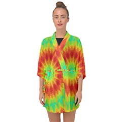 Kaleidoscope Background Red Yellow Half Sleeve Chiffon Kimono by Mariart