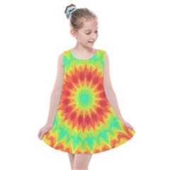 Kaleidoscope Background Red Yellow Kids  Summer Dress