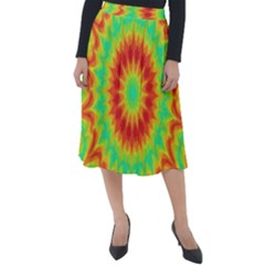 Kaleidoscope Background Red Yellow Classic Velour Midi Skirt 