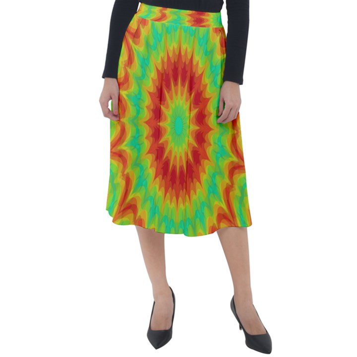 Kaleidoscope Background Red Yellow Classic Velour Midi Skirt 