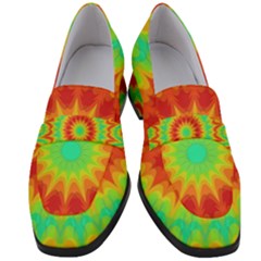 Kaleidoscope Background Red Yellow Women s Chunky Heel Loafers