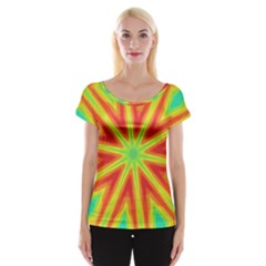 Kaleidoscope Background Star Cap Sleeve Top by Mariart